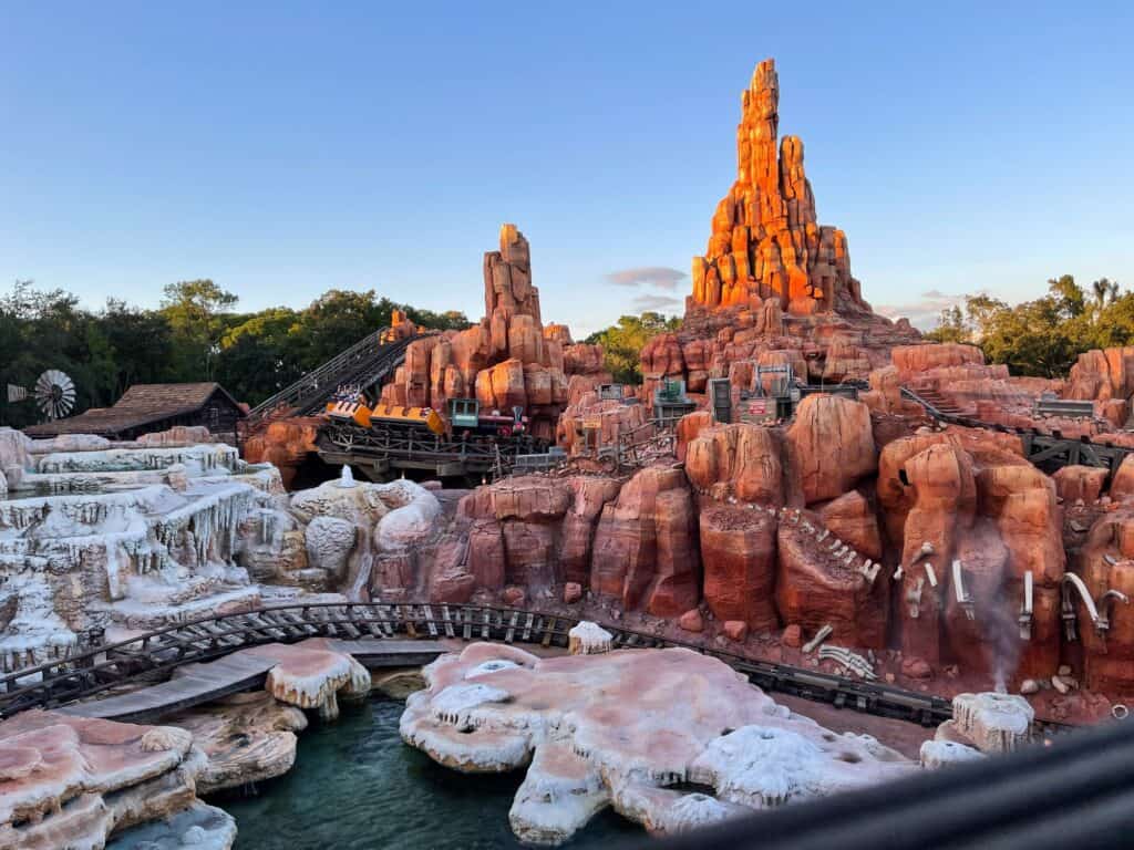 Picture of Big Thunder Mountain Railroad in the distance