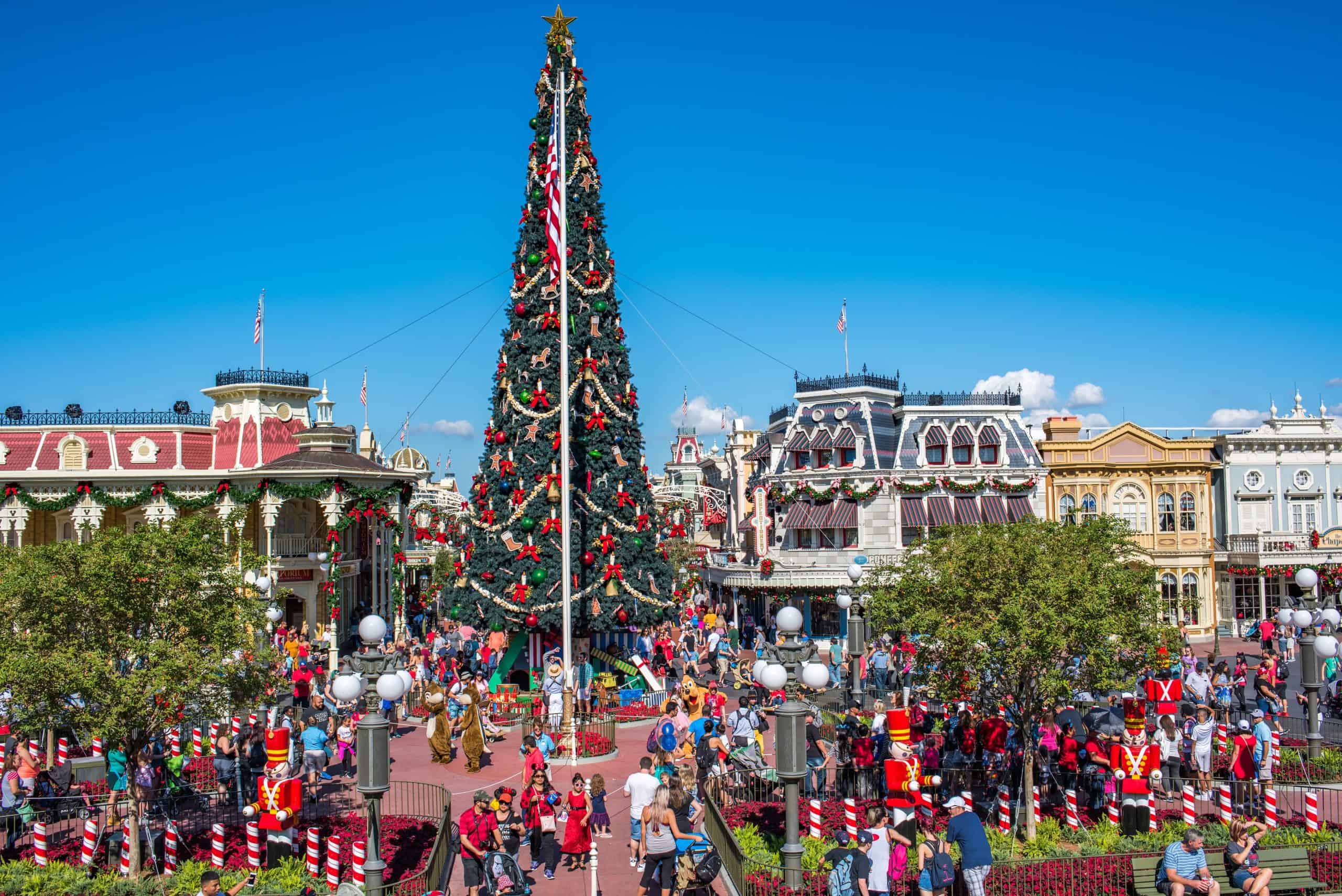 Big Christmas tree at the Magic Kingdom on Main Street USA
