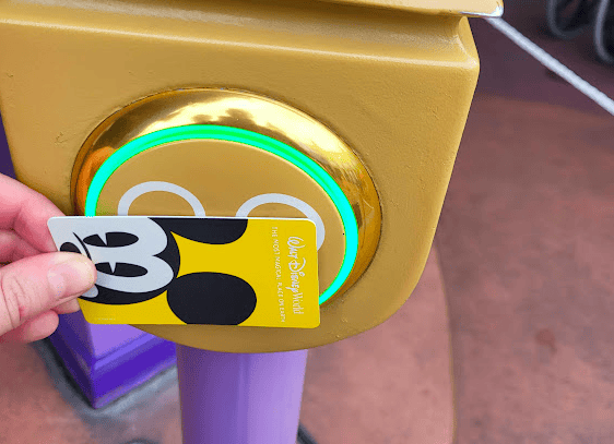 Scanning into Disney World park with Key to the World card