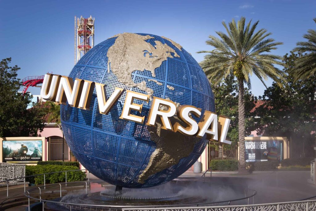 Universal Studios Florida spinning globe outside of park entrance