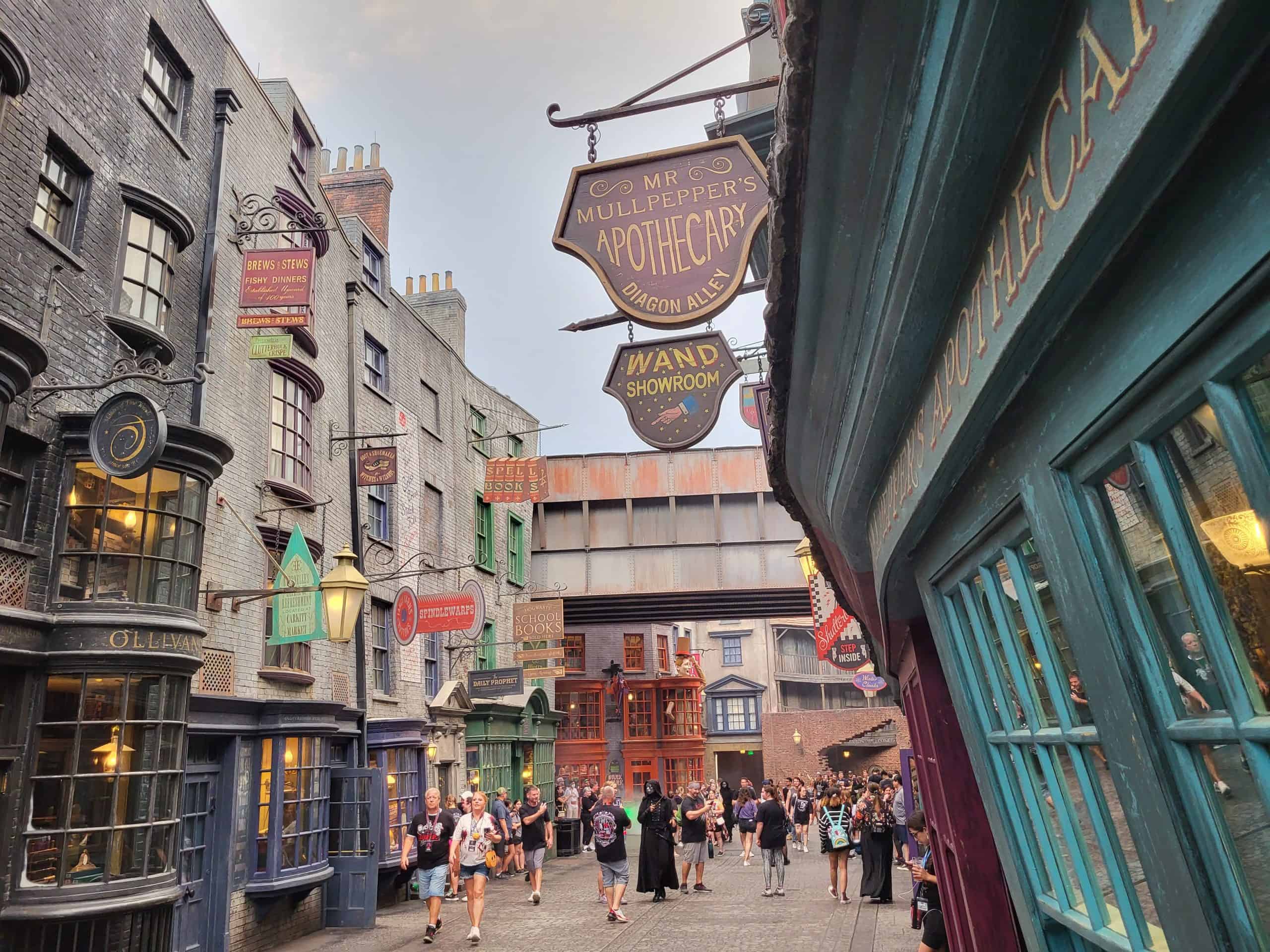 Photo of people walking in Diagon Alley Universal Studios Florida