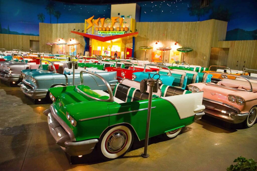 Sci Fi dine in theater cars with lights on